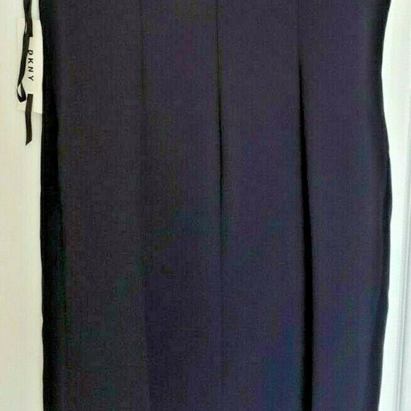 DKNY Navy Power Sheath Faux Wrap Front Dress - Picture 11 of 13